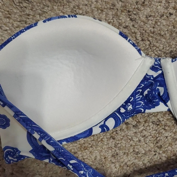 Mikoh Swimwear Floral Paisley Strapless Bandeau Swim Top S - Picture 7 of 9